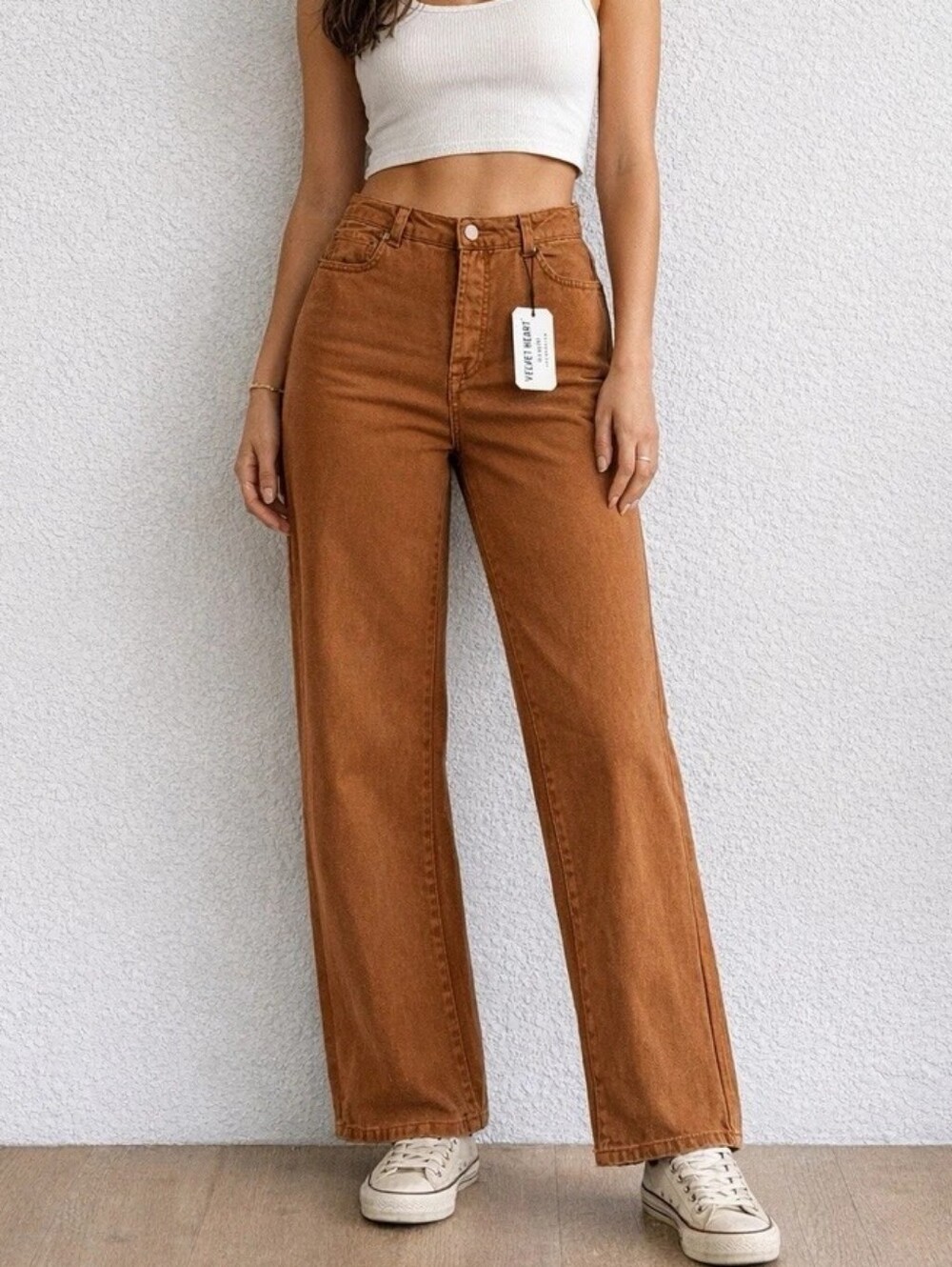 NEW VELVET HEART DAWSON Brown High-Rise Wide-Leg Ankle Pants Jeans Size 30